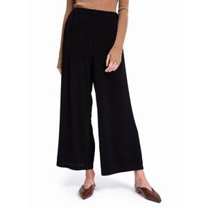 NEW LATTELIER Pleated Wide-Leg Cropped Trousers / Pants in Black